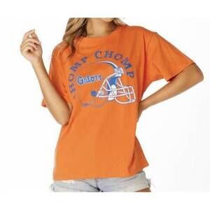 NEW STEWART SIMMONS chomp chomp helmet boyfriend tee in orange